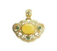 YBGCRD Collier en jade pour homme, collier avec pendentif abeille naturelle, motif fleur de lotus jaune, style cour royale, fabriqué sur mesure, offrez-lui un cadeau