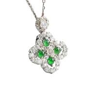 YBGCRD Collier en jade pour homme, émeraude naturelle roi des glaces vert trèfle à quatre feuilles collier pendentif bijoux accessoires origine Chine, offrez-lui un cadeau