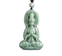 YBGCRD Collier en jade pour homme, graine de haricot naturel tridimensionnel déesse de la miséricorde, pendentif amulette exquise, bijou tendance, offrez-lui un cadeau
