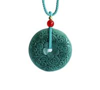 YBGCRD Collier en jade pour homme, jadéite naturelle bleu eau antique temple pendentif boucle de sécurité collier bijoux collier de Chine continentale sans métal, offrez-lui un cadeau