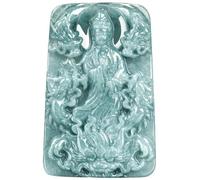 YBGCRD Collier en jade pour homme, jadéite naturelle de l'eau bleue, dragon divin déesse de la miséricorde, pendentif en jade glacé, bijou tendance de haute qualité, offrez-lui un cadeau