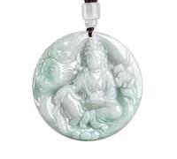 YBGCRD Collier en jade pour homme, jadéite naturelle Manjushisattva Bodhisattva Guanyin pendentif zodiaque lapin dieu gardien mode bijoux de luxe souvenir, offrez-lui un cadeau