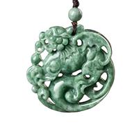 YBGCRD Collier en jade pour homme, Jadéite naturelle Ruyi Fortune Licorne Ice Jade Pendentif exquis Mascottes Artisanat Rétro Luxe Bijoux tendance de qualité, Offrez-lui un cadeau