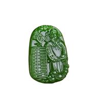 YBGCRD Collier en jade pour homme, pendentif en jade vert chinois naturel sculpté à la main Dieu de la richesse Boutique de mode pour homme et femme Dieu de la richesse Ruyi Abacus, offrez-lui un