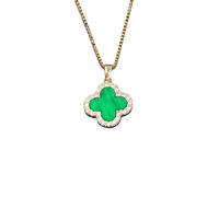 YBGCRD Collier pour femme avec pendentif trèfle à quatre feuilles vert 2025 nouveau design de luxe double face léger chaîne clavicule accessoire de bijoux