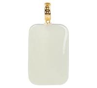 YBGCRD Collier ras du cou en jade blanc naturel Hetian simple plat carré porte-bonheur amulette collier de luxe cadeau bijoux