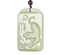 YBGCRD Collier tendance et polyvalent en jade vert naturel, signe du zodiaque tigre