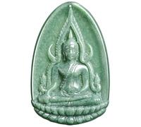 YBGCRD Pendentif authentique en jade naturel vert haricot de Succès Bouddha Asie du Sud-Est Thaïlande Statue Jade Pendentif pour homme et femme