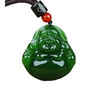 YBGCRD Pendentif Bouddha Maitreya en jade Hotan vert Bouddha Seigneur Collier de style chinois Bijoux pour homme et femme en géomancie