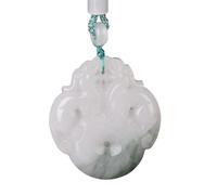 YBGCRD Pendentif de qualité supérieure TianShanCui Double Xi Wang You avec boucle de sécurité en jade sculptée en forme de bêtes mythiques chinoises