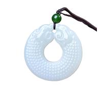 YBGCRD Pendentif double dragon Ba Gua en jade blanc grain fin fait à la main Collier pendentif simple géométrique unisexe