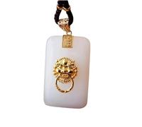 YBGCRD Pendentif en fil d'or naturel en jade blanc fortune et longévité, double paix, breloques porte-bonheur pour homme et femme