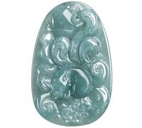 YBGCRD Pendentif en jade authentique avec renard d'eau bleu immortel bijoux fleur de pêcher bijoux homme et femme collier jade