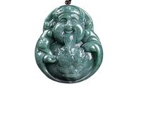 YBGCRD Pendentif en jadéite birmane Dieu de la richesse - Accessoires en jade véritable - Bijoux en pierre précieuse naturelle - Collier de luxe sculpté