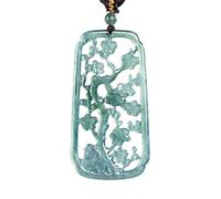 YBGCRD Pendentif en jadéite birmane en forme de fleur de luxe vintage - Amulette sculptée - Talismans - Accessoires en jade véritable - Cadeau pour femme