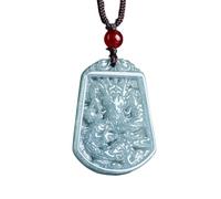 YBGCRD Pendentif en jadéite d'eau bleue naturelle de qualité A avec pendentif en forme de dragon du zodiaque - Bijou tendance de luxe pour homme et femme