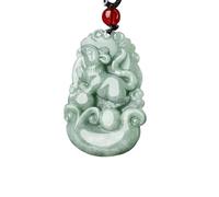 YBGCRD Pendentif en jadéite verte avec signe du zodiaque chinois véritable jade pour homme Talismans Bijoux naturels Vintage Collier Designer Luxe