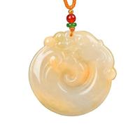 YBGCRD Pendentif exquis double face dragon antique fil doré jade fait à la main œuvre d'art chinoise authentique qualité printemps O...