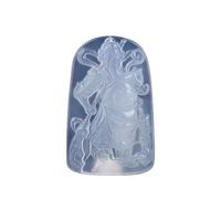 YBGCRD Pendentif Guan Gong en Calcédoine Blanche Gong Naturelle Cristal de Jade Carré Homme Marque Dominatrice Charms Dieu