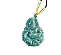 YBGCRD Pendentif Jadéite Naturelle Jadéite Bleu Eau Jaune Richesse Dieu Exquis Luxe Glace Type Jadéite Collier Homme Femme Cadeau