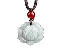 YBGCRD Pendentif lotus en jadéite birmane vintage pour homme et homme - Pendentifs émeraude - Pierres précieuses - Amulette - Collier blanc jade naturel