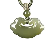 YBGCRD Pendentif turquoise pour femme - Collier de longévité, pendentif de paix avec cadenas en jade de Hetian, accessoires porte-bonheur