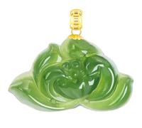 YBGCRD Pendentif vert épinard naturel ancien matériau hotan jade jaspe lotus lotus véritable or bouton jade pour homme et femme