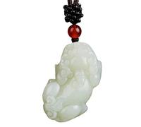 YBGCRD Pendentifs Afghanite en jade blanc unisexe One Step to Heaven Xi Wang porte-bonheur colliers amulette chinoise Feng Shui