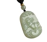 YBGCRD Pendentifs tibétains en jade avec signes du zodiaque souris, bœuf, tigre, lapin, dragon, serpent, cheval, mouton, singe, poulet, cochon