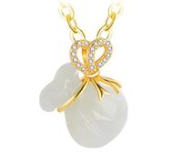 YBGCRD Style national, belle signification, porte-bonheur, pendentif sac chanceux, imitation jade hétien, amour, nœud incrusté de diamants