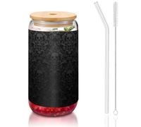 YBGHDAA 1 verre gothique avec couvercle et paille - Motif tête de mort - Idéal pour whisky, bière, thé - 473 ml