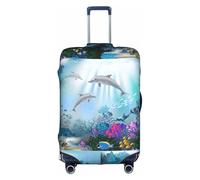 YBGHDAA Blue Ocean Housse de valise avec fermeture éclair, trous de poignée, matériau élastique pour garder les bagages fermés, idéal pour les voyages, blanc, M