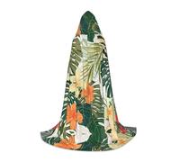 YBGHDAA Cape à capuche avec feuilles végétales avec fleurs d'hibiscus pour cosplay, Halloween, sorcière, vampire, sorcier masqué, bal masqué