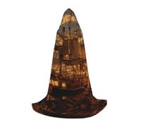YBGHDAA Cape à capuche fantaisie bateau pirate pour adolescent pour cosplay, Halloween, fête, sorcière, vampire, magicien, bal masqué