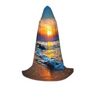 YBGHDAA Cape à capuche Last Sun Rays Of Over The Sea Waves Teen pour cosplay, Halloween, fête, sorcière, vampire, sorcier masqué, bal masqué