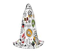 YBGHDAA Cape à capuche mexicaine avec symboles de la salsa pour cosplay, Halloween, sorcière, vampire, magicien, bal masqué, bal masqué