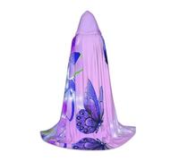 YBGHDAA Cape à capuche papillon violet pour adolescent pour cosplay, Halloween, sorcière, vampire, magicien, bal masqué