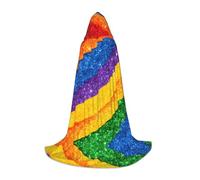 YBGHDAA Cape à capuche pour adolescent à rayures arc-en-ciel pour cosplay, Halloween, fête, sorcière, vampire, magicien, bal masqué