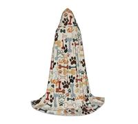 YBGHDAA Cape à capuche pour adolescent avec motif os de pattes de chien, pour cosplay, Halloween, sorcière, vampire, magicien, bal masqué, bal masqué