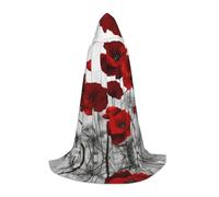 YBGHDAA Cape à capuche pour adolescente avec motif coquelicot rouge pour cosplay, Halloween, sorcière, vampire, magicien, bal masqué