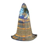 YBGHDAA Cape à capuche Sunset At The Beach pour adolescent pour cosplay, Halloween, sorcière, vampire, sorcier masqué, bal masqué