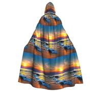 YBGHDAA Cape de vampire avec impression « Last Sun Rays Of Over The Sea Waves » pour adulte - 145 cm - Idéale pour les fêtes à thème