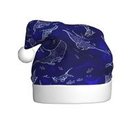 YBGHDAA Chapeau de Noël en peluche avec pompon blanc pour adulte Motif raie manta et poisson