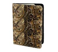 YBGHDAA Étui de passeport imprimé engrenages steampunk cool - Indispensable pour les femmes et les hommes - Convient à tous les passeports standard, Noir , Taille unique