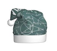 YBGHDAA Formulas Shapes Theory Math Lesson Word Printing Chapeau de Noël en peluche pour adulte avec pompon blanc Cérémonies annuelles Casquettes de performance sur scène