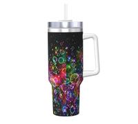 YBGHDAA Gobelet étanche en acier inoxydable avec poignée - Motif étoiles arc-en-ciel colorées - 1,2 l - Pour homme et femme