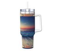 YBGHDAA Gobelet étanche en acier inoxydable avec poignée - Motif Sunset View On The Beach Shore - 1200 ml - Pour homme et femme