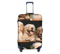 YBGHDAA Golden Retriever Housse de valise avec fermeture éclair, trous de poignée, matériau élastique pour garder les bagages fermés, idéal pour les voyages, blanc, M