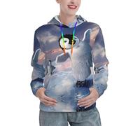 YBGHDAA Happy Penguin Sweat à capuche thermique doublé pour femme avec poche, manches longues avec poche, Noir , M