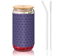 YBGHDAA Haunted Mansion Printing Lot de 1 verre avec couvercles et paille 473 ml Idéal pour le whisky, la bière, le thé